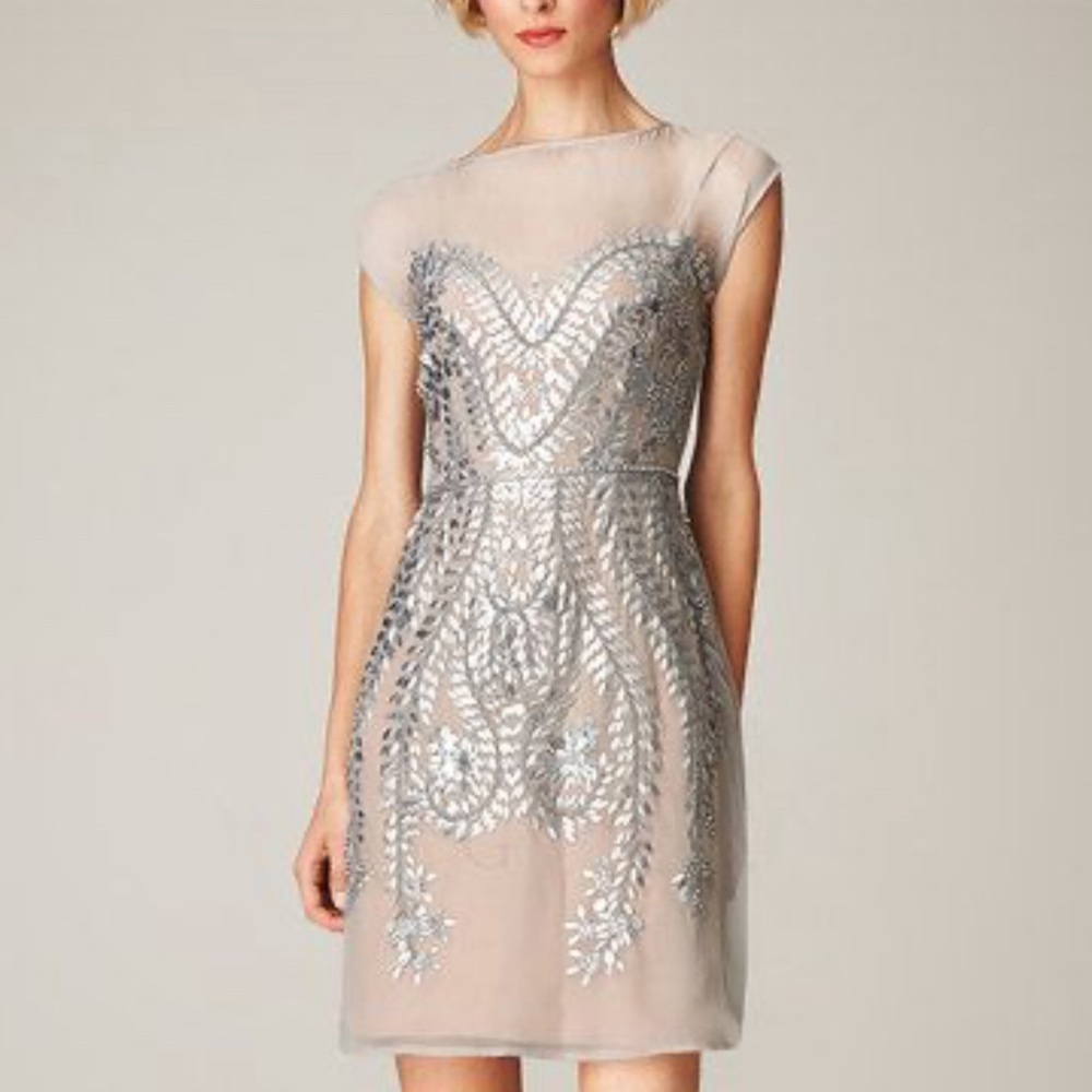 MIGNON silver sequin empire waist dress